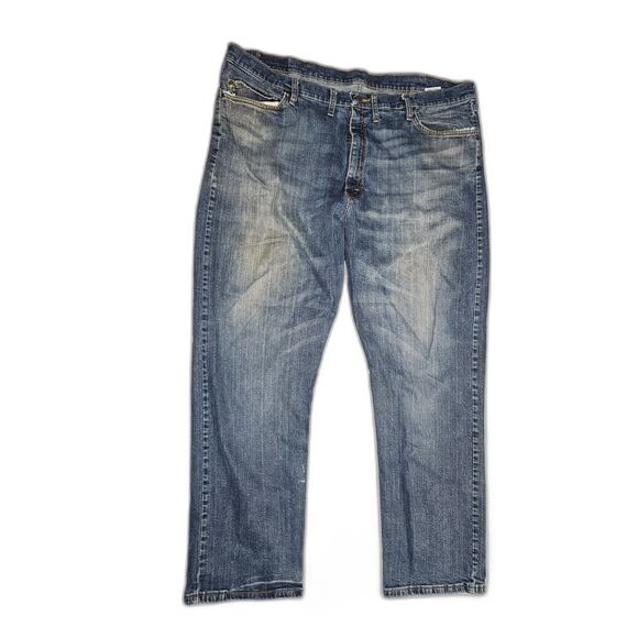 Wrangler Other - Wrangler Premium Quality Men's Jeans 44x30 Blue Distressed Straight Leg Denim
